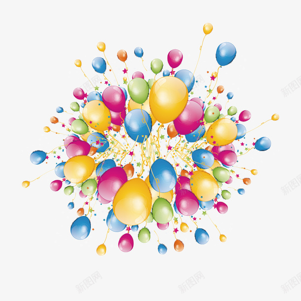 多彩气球矢量图ai免抠素材_88icon https://88icon.com 创意气球 彩色气球 气球 矢量图