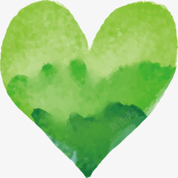 水彩绿色爱心矢量图素材