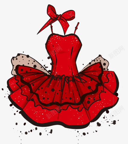 卡通红色裙子png免抠素材_88icon https://88icon.com 卡通 手绘 红色 红色吊带裙 裙子