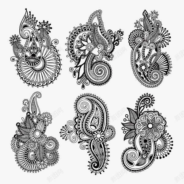 花纹复古元素装饰图案矢量图ai免抠素材_88icon https://88icon.com 复古元素 花纹 装饰图案 矢量图