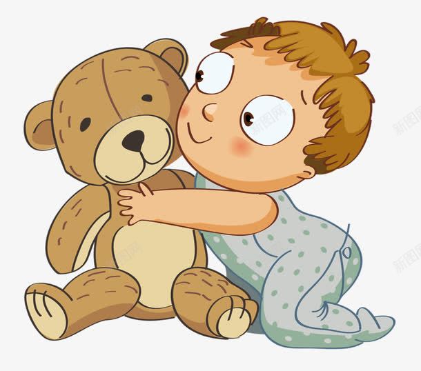 玩具熊和婴儿png免抠素材_88icon https://88icon.com 创意 卡通 婴儿 手绘 玩具熊