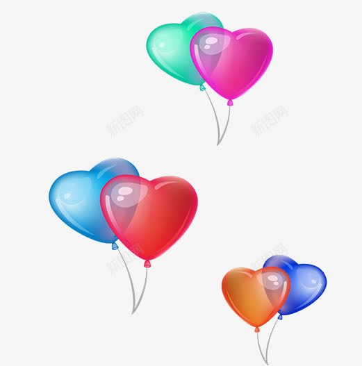 彩色心形气球装饰图案png免抠素材_88icon https://88icon.com 免抠PNG 彩色 心形气球 装饰图案