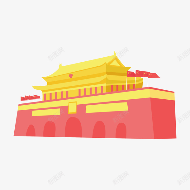 北京天安门的广场png免抠素材_88icon https://88icon.com 中国风 卡通手绘 国旗 立体 红色 装饰 黄色