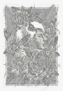 手绘线条花卉图案背景素材