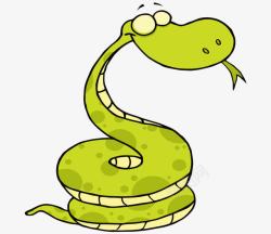 卡通手绘绿色可爱蛇素材