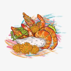 生鲜美食大虾矢量图素材