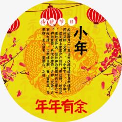 黄色中国风传统小年挂画素材