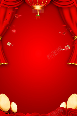 红色幕布背景图元素背景