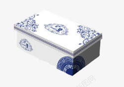 白色蓝色青花瓷古典鞋盒素材