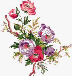 复古手绘艺术花朵装饰素材
