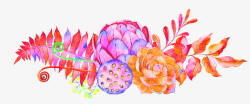 彩色手绘花草装饰图案素材