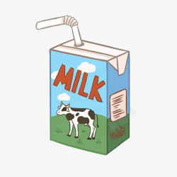 简易牛奶盒手绘蓝色牛奶盒高清图片