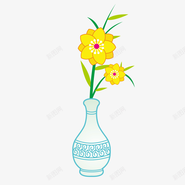 插在花瓶的黄色花朵矢量图ai免抠素材_88icon https://88icon.com 花朵 花瓶 黄色 矢量图