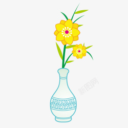插在花瓶的黄色花朵矢量图素材