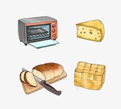 面包卡通画卡通面包和烤箱高清图片