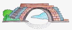 石桥PNG原创手绘卡通石桥高清图片