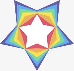 彩色重叠五角星标题框素材