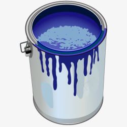 桶装蓝色墙漆素材