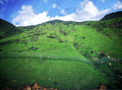 丘陵山蓝天丘陵草地高清图片