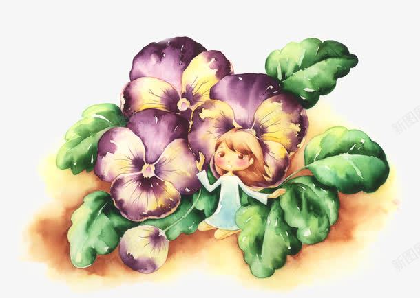 紫色花朵小女孩人物树叶png免抠素材_88icon https://88icon.com 人物 女孩 树叶 紫色 花朵
