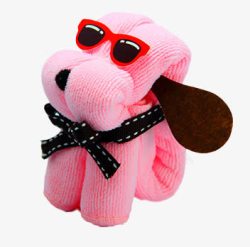 狗毛巾粉色墨镜素材