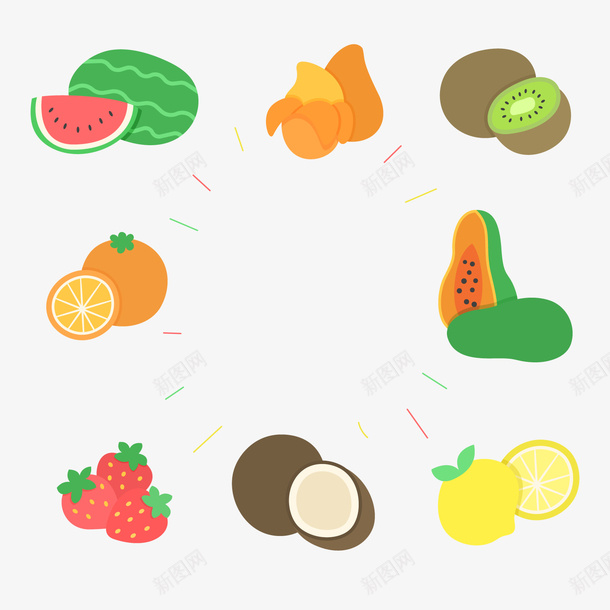 彩色夏季水果矢量图ai免抠素材_88icon https://88icon.com 夏季元素 彩色 水果 食物 矢量图