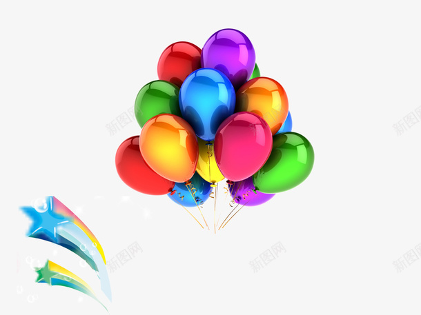 漂浮元素气球星星彩色气球psd免抠素材_88icon https://88icon.com 彩色气球 星星 气球 漂浮元素