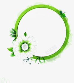 绿色清新花朵圆形素材