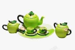 古香古色绿色茶壶素材