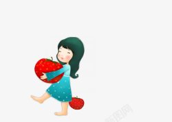 抱西红柿的小女孩素材