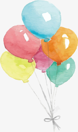 水彩彩色气球矢量图素材
