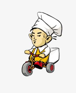 骑三轮车的送餐厨师素材