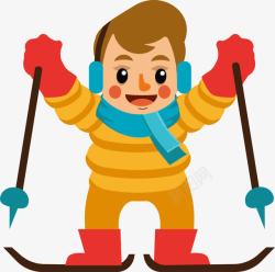 冬天开心滑雪的孩子素材