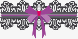 紫色蝴蝶结缠绕蕾丝花边素材