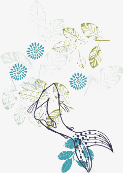 手绘鱼背景底纹装饰矢量图素材