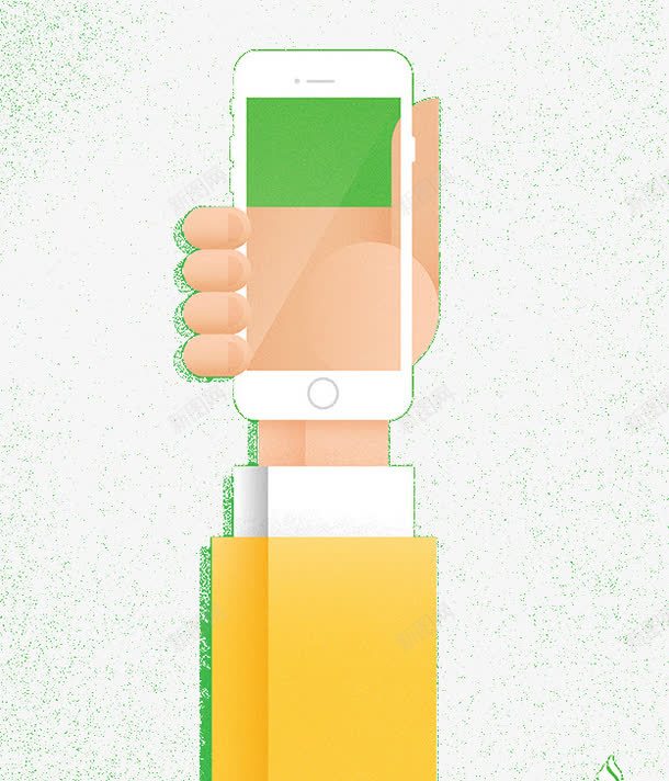 手拿手机png免抠素材_88icon https://88icon.com 卡通 玩手机 绿色