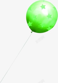 绿色带星星气球素材