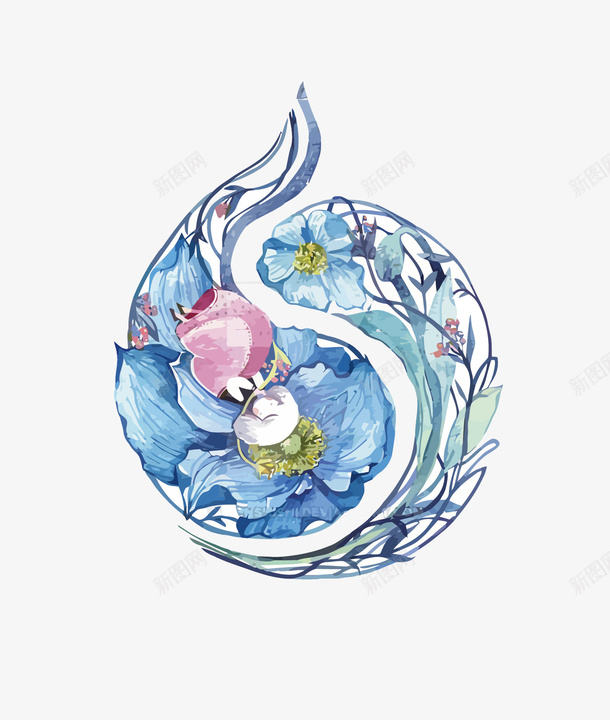 花朵太极花纹矢量图eps免抠素材_88icon https://88icon.com PNG图片 PNG图片素材 PNG素材 PNG素材免费 PNG素材免费下载 太极 手绘 花朵 花纹 矢量图