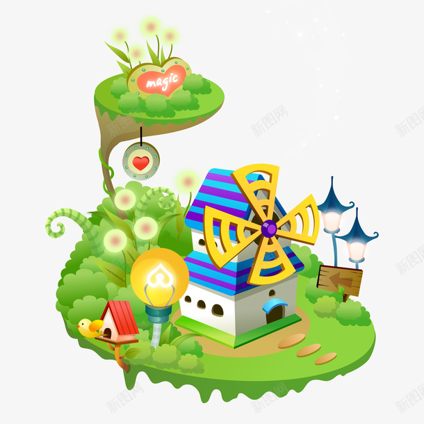 绿色卡通小屋装饰图案png免抠素材_88icon https://88icon.com 免抠PNG 卡通 小屋 绿色 装饰图案