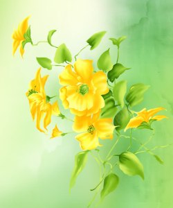 合成创意手绘质感黄色的花卉植物素材