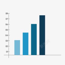蓝色柱形数据素材