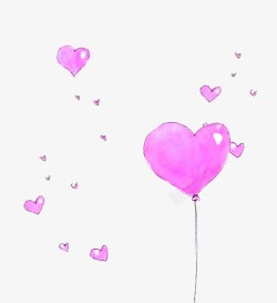 紫色梦幻爱心气球装饰图案素材