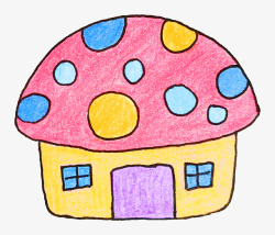 手绘卡通蘑菇房子素材