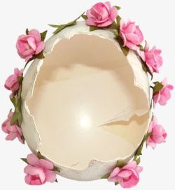 粉色花朵蛋壳边框素材