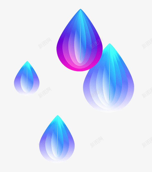 彩色雨滴型装饰图案psd免抠素材_88icon https://88icon.com 彩色图案 蓝色 装饰元素 设计素材 雨滴状