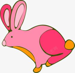 手绘粉色兔子素材