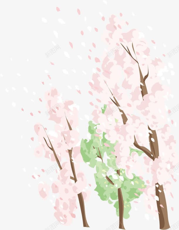 粉色花朵的树png免抠素材_88icon https://88icon.com 叶子 浪漫 背景素材 飞舞