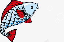 红色插画鱼装饰矢量图素材
