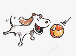 玩球的小狗小狗玩球卡通矢量图高清图片