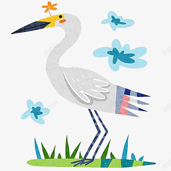 手绘大白鹅png免抠素材_88icon https://88icon.com png图形 png装饰 大白鹅 小草 手绘 装饰